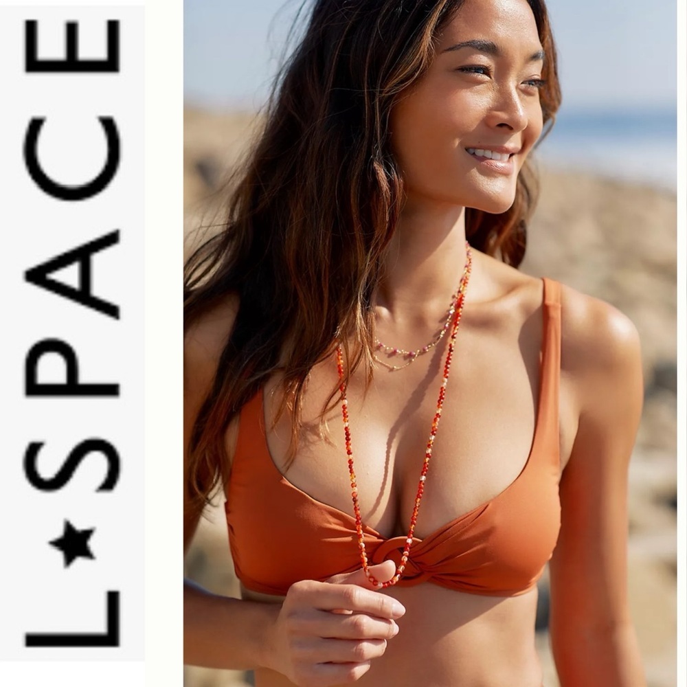 NEW L*Space Bella Twist Front Bikini Top burnt orange S
